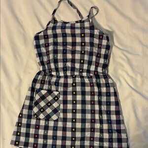 Hanna Andersson Black & White Gingham Dress with Colorful Dots